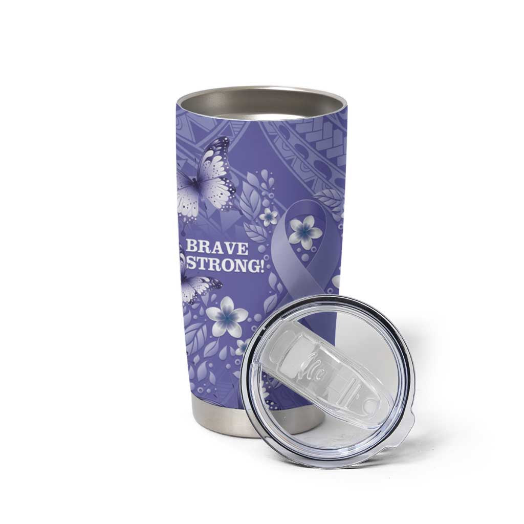Polynesia Stomach Cancer Awareness Tumbler Cup Periwinkle Ribbon Brave Strong! LT14 - Polynesian Pride