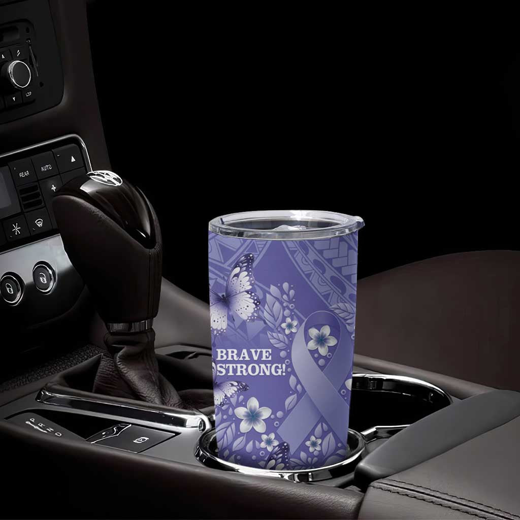 Polynesia Stomach Cancer Awareness Tumbler Cup Periwinkle Ribbon Brave Strong! LT14 - Polynesian Pride