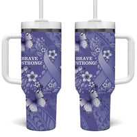 Polynesia Stomach Cancer Awareness Tumbler With Handle Periwinkle Ribbon Brave Strong! LT14 One Size: 40 oz Periwinkle - Polynesian Pride