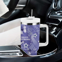 Polynesia Stomach Cancer Awareness Tumbler With Handle Periwinkle Ribbon Brave Strong! LT14 - Polynesian Pride