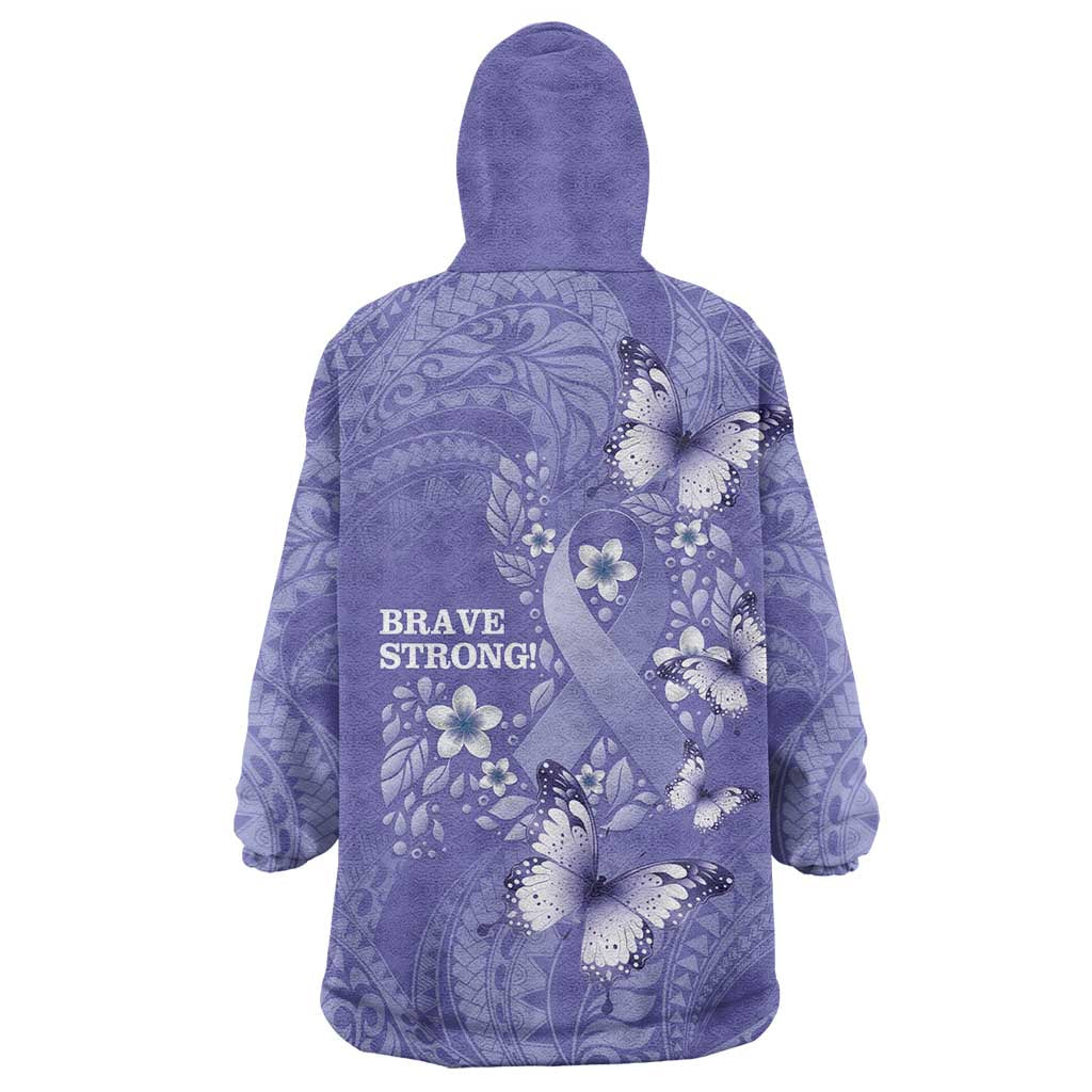 Polynesia Stomach Cancer Awareness Wearable Blanket Hoodie Periwinkle Ribbon Brave Strong! LT14 - Polynesian Pride