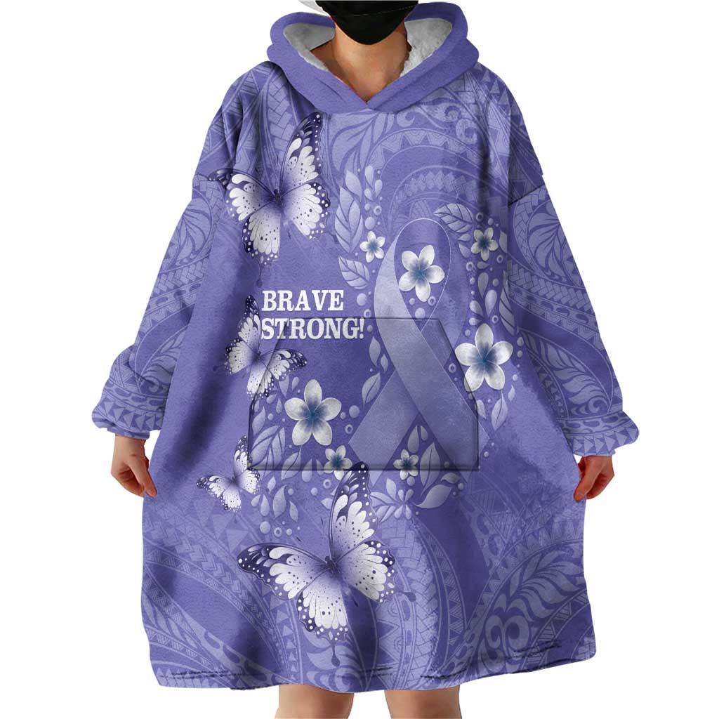 Polynesia Stomach Cancer Awareness Wearable Blanket Hoodie Periwinkle Ribbon Brave Strong! LT14 - Polynesian Pride