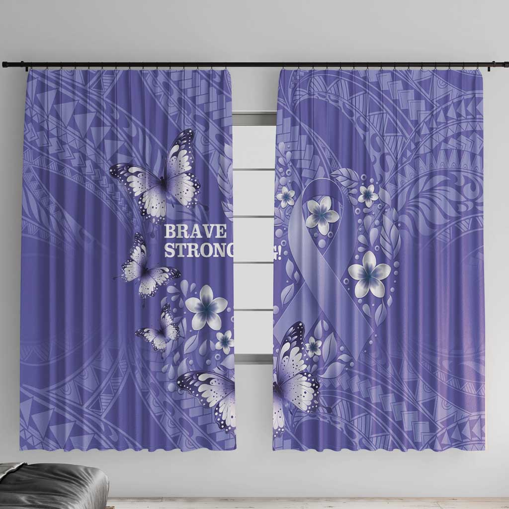 Polynesia Stomach Cancer Awareness Window Curtain Periwinkle Ribbon Brave Strong!