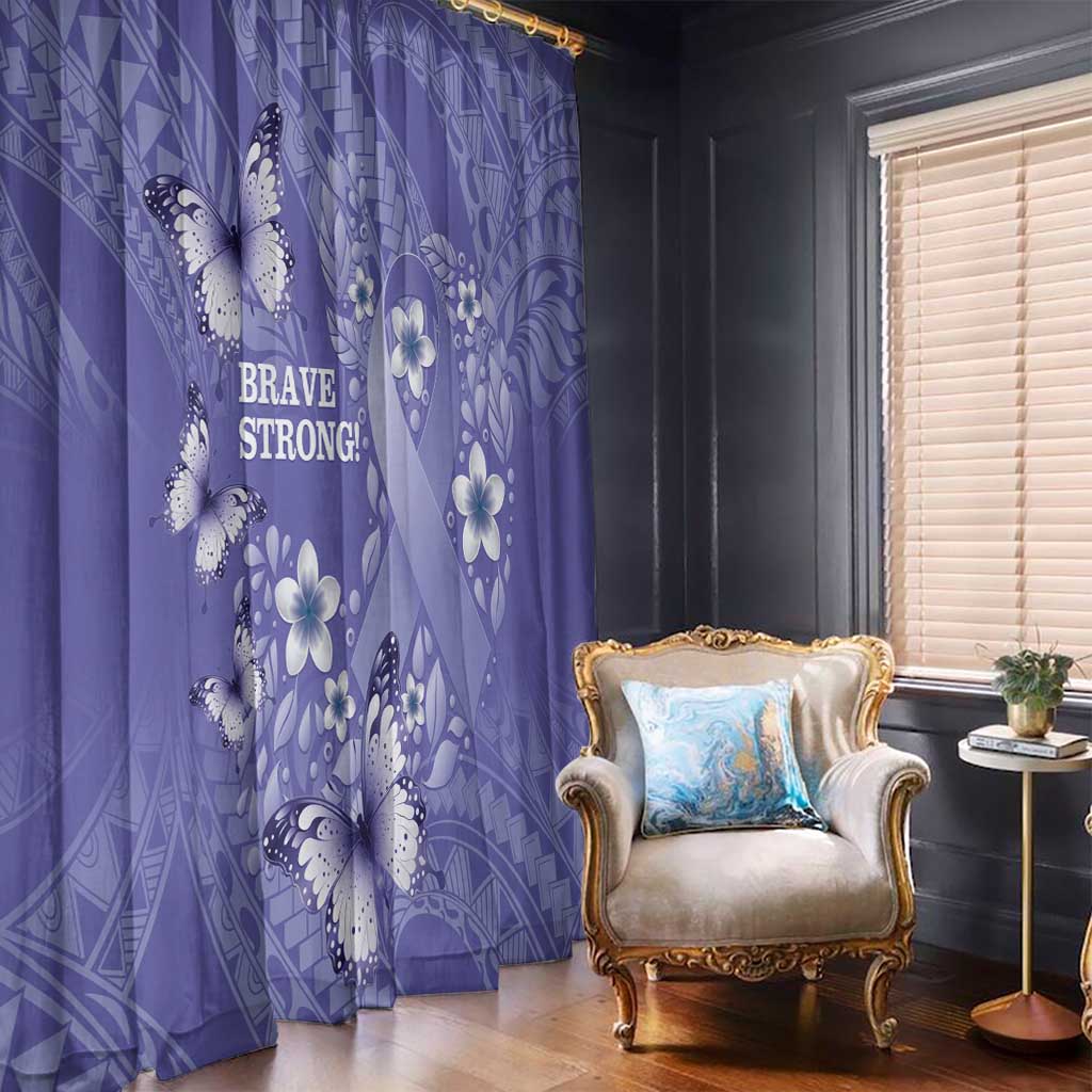 Polynesia Stomach Cancer Awareness Window Curtain Periwinkle Ribbon Brave Strong! LT14 - Polynesian Pride