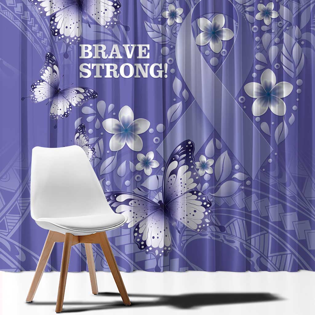 Polynesia Stomach Cancer Awareness Window Curtain Periwinkle Ribbon Brave Strong! LT14 - Polynesian Pride