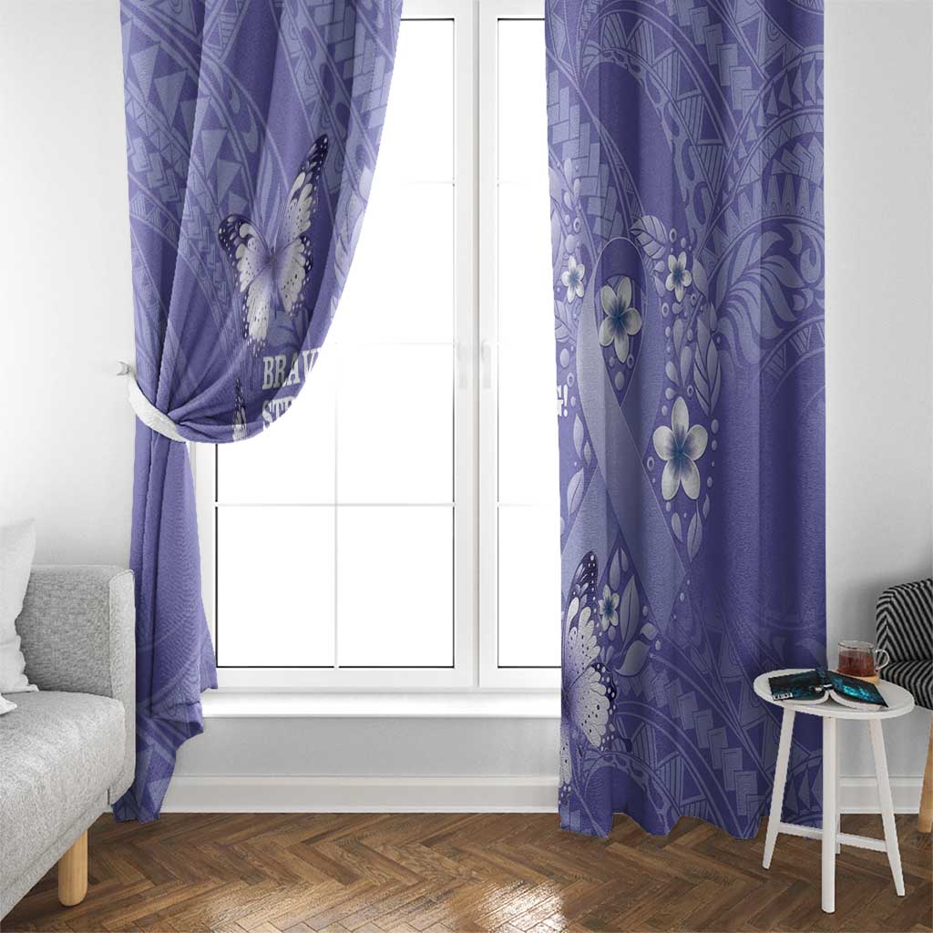 Polynesia Stomach Cancer Awareness Window Curtain Periwinkle Ribbon Brave Strong! LT14 - Polynesian Pride