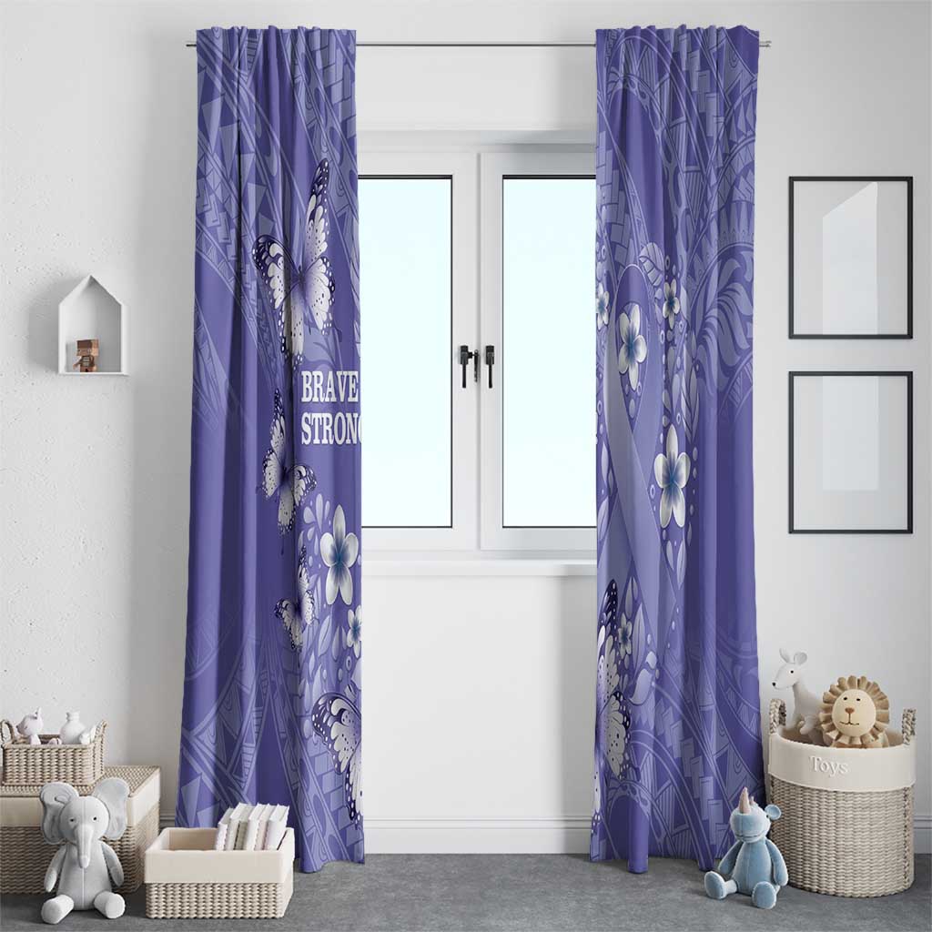 Polynesia Stomach Cancer Awareness Window Curtain Periwinkle Ribbon Brave Strong! LT14 - Polynesian Pride