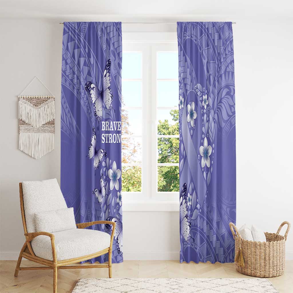 Polynesia Stomach Cancer Awareness Window Curtain Periwinkle Ribbon Brave Strong! LT14 - Polynesian Pride