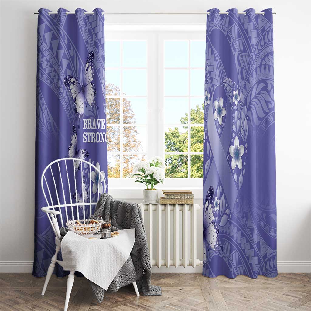 Polynesia Stomach Cancer Awareness Window Curtain Periwinkle Ribbon Brave Strong! LT14 - Polynesian Pride