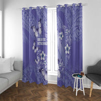 Polynesia Stomach Cancer Awareness Window Curtain Periwinkle Ribbon Brave Strong! LT14 With Grommets Periwinkle - Polynesian Pride