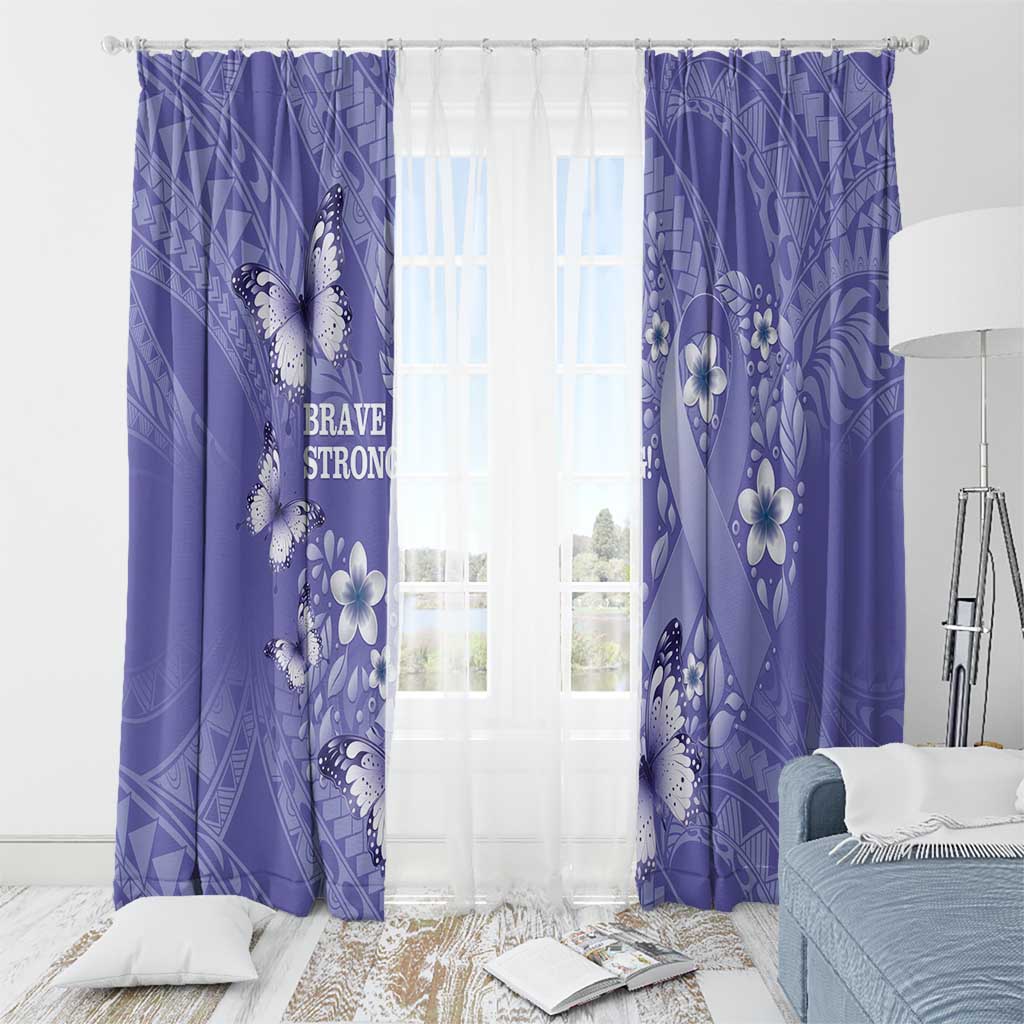 Polynesia Stomach Cancer Awareness Window Curtain Periwinkle Ribbon Brave Strong! LT14 - Polynesian Pride