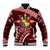 Malo e lelei Tonga Baseball Jacket Tongan Ngatu Pattern Red Version LT14 Unisex Red - Polynesian Pride