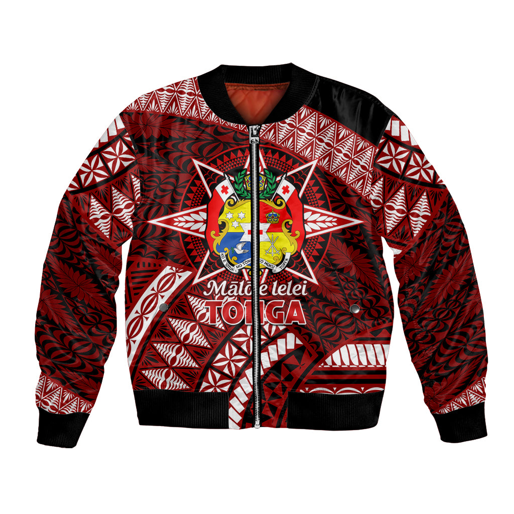 Malo e lelei Tonga Bomber Jacket Tongan Ngatu Pattern Red Version LT14 Unisex Red - Polynesian Pride