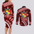 Malo e lelei Tonga Couples Matching Long Sleeve Bodycon Dress and Long Sleeve Button Shirt Tongan Ngatu Pattern Red Version LT14 - Polynesian Pride