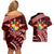 Malo e lelei Tonga Couples Matching Off Shoulder Short Dress and Hawaiian Shirt Tongan Ngatu Pattern Red Version LT14 - Polynesian Pride