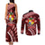 Malo e lelei Tonga Couples Matching Tank Maxi Dress and Long Sleeve Button Shirt Tongan Ngatu Pattern Red Version LT14 - Polynesian Pride