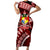 Malo e lelei Tonga Family Matching Short Sleeve Bodycon Dress and Hawaiian Shirt Tongan Ngatu Pattern Red Version LT14 Mom's Dress Red - Polynesian Pride