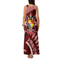 Malo e lelei Tonga Family Matching Tank Maxi Dress and Hawaiian Shirt Tongan Ngatu Pattern Red Version LT14 - Polynesian Pride