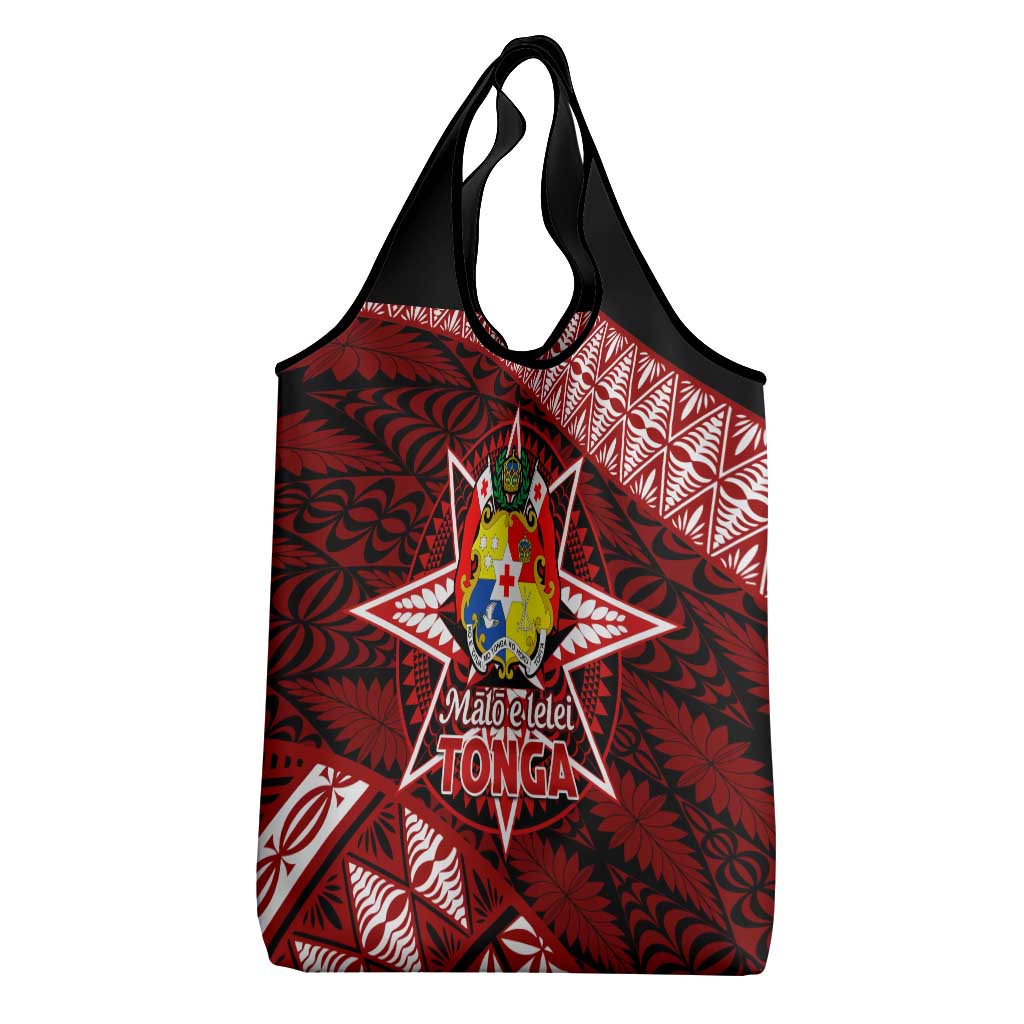 Malo e lelei Tonga Grocery Bag Tongan Ngatu Pattern Red Version LT14 - Polynesian Pride