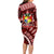 Malo e lelei Tonga Long Sleeve Bodycon Dress Tongan Ngatu Pattern Red Version LT14 - Polynesian Pride