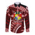 Malo e lelei Tonga Long Sleeve Button Shirt Tongan Ngatu Pattern Red Version LT14 Unisex Red - Polynesian Pride