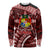 Malo e lelei Tonga Long Sleeve Shirt Tongan Ngatu Pattern Red Version LT14 Unisex Red - Polynesian Pride