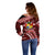 Malo e lelei Tonga Off Shoulder Sweater Tongan Ngatu Pattern Red Version LT14 - Polynesian Pride