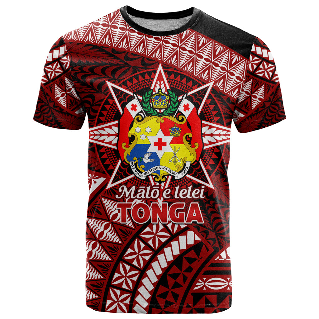 Malo e lelei Tonga T Shirt Tongan Ngatu Pattern Red Version LT14 Red - Polynesian Pride