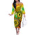 Halo Vanuatu Family Matching Off Shoulder Long Sleeve Dress and Hawaiian Shirt Sand Drawing Turtle Polynesian Tropical Flowers LT14 Mom's Dress Reggae - Polynesian Pride