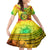 Halo Vanuatu Family Matching Off Shoulder Short Dress and Hawaiian Shirt Sand Drawing Turtle Polynesian Tropical Flowers LT14 Daughter's Dress Reggae - Polynesian Pride