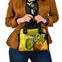 Halo Vanuatu Shoulder Handbag Sand Drawing Turtle Polynesian Tropical Flowers LT14 - Polynesian Pride