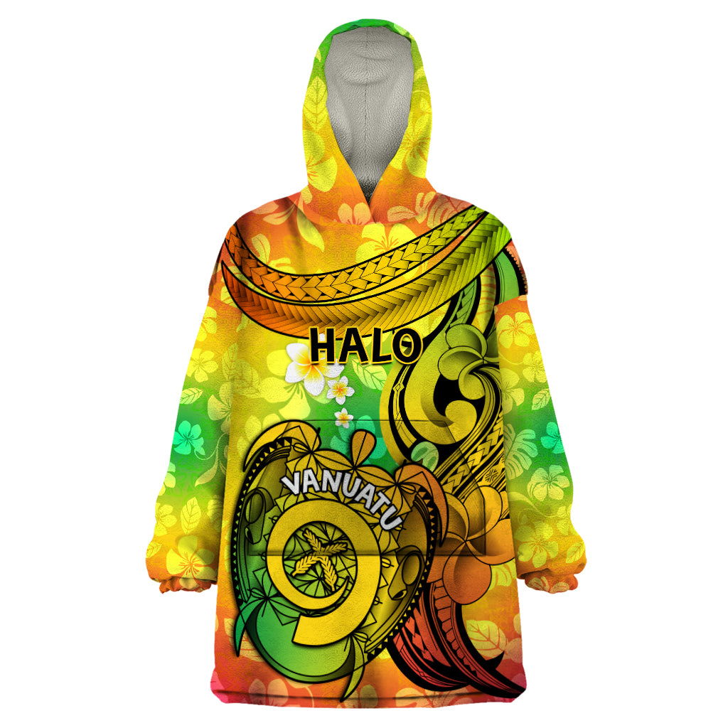 Halo Vanuatu Wearable Blanket Hoodie Sand Drawing Turtle Polynesian Tropical Flowers LT14 One Size Reggae - Polynesian Pride