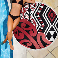 New Zealand Beach Blanket Aotearoa Kowhaiwhai Mix Taniko Art - Red LT14 - Polynesian Pride