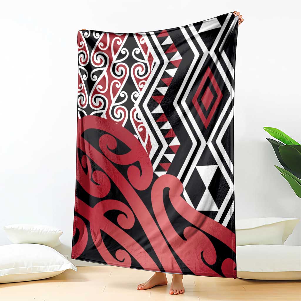 New Zealand Blanket Aotearoa Kowhaiwhai Mix Taniko Art - Red LT14 - Polynesian Pride