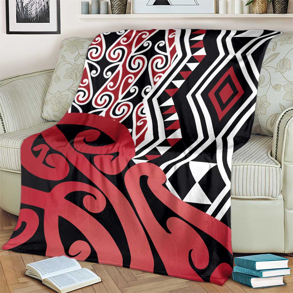 New Zealand Blanket Aotearoa Kowhaiwhai Mix Taniko Art - Red LT14 - Polynesian Pride