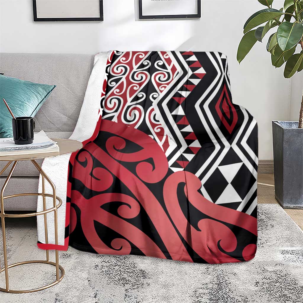 New Zealand Blanket Aotearoa Kowhaiwhai Mix Taniko Art - Red LT14 - Polynesian Pride