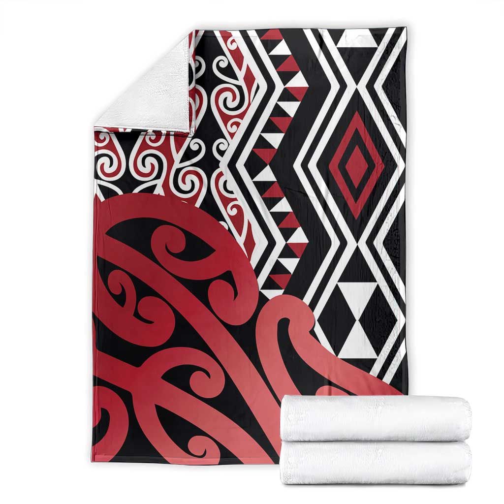 New Zealand Blanket Aotearoa Kowhaiwhai Mix Taniko Art - Red LT14 - Polynesian Pride