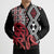 New Zealand Bomber Puffer Jacket Aotearoa Kowhaiwhai Mix Taniko Art - Red - Polynesian Pride