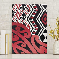 New Zealand Canvas Wall Art Aotearoa Kowhaiwhai Mix Taniko Art - Red LT14 Without Frame Red - Polynesian Pride