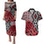 New Zealand Couples Matching Puletasi and Hawaiian Shirt Aotearoa Kowhaiwhai Mix Taniko Art - Red