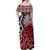 New Zealand Family Matching Off Shoulder Maxi Dress and Hawaiian Shirt Aotearoa Kowhaiwhai Mix Taniko Art - Red