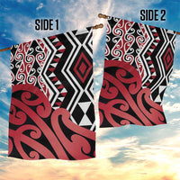 New Zealand Garden Flag Aotearoa Kowhaiwhai Mix Taniko Art - Red LT14 - Polynesian Pride