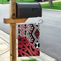New Zealand Garden Flag Aotearoa Kowhaiwhai Mix Taniko Art - Red LT14 - Polynesian Pride