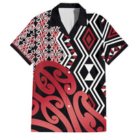 New Zealand Hawaiian Shirt Aotearoa Kowhaiwhai Mix Taniko Art - Red LT14 Red - Polynesian Pride