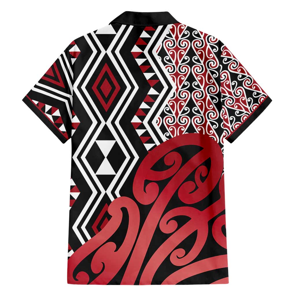 New Zealand Hawaiian Shirt Aotearoa Kowhaiwhai Mix Taniko Art - Red LT14 - Polynesian Pride