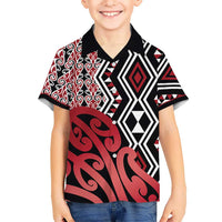 New Zealand Hawaiian Shirt Aotearoa Kowhaiwhai Mix Taniko Art - Red LT14 - Polynesian Pride