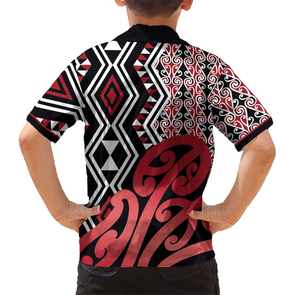 New Zealand Hawaiian Shirt Aotearoa Kowhaiwhai Mix Taniko Art - Red LT14 - Polynesian Pride