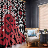 New Zealand Window Curtain Aotearoa Kowhaiwhai Mix Taniko Art - Red LT14 - Polynesian Pride