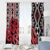 New Zealand Window Curtain Aotearoa Kowhaiwhai Mix Taniko Art - Red LT14 - Polynesian Pride