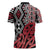 New Zealand Zipper Polo Shirt Aotearoa Kowhaiwhai Mix Taniko Art - Red - Polynesian Pride